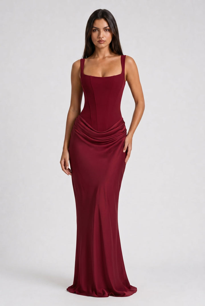Léonie | Robe Longue Drapée Élégante