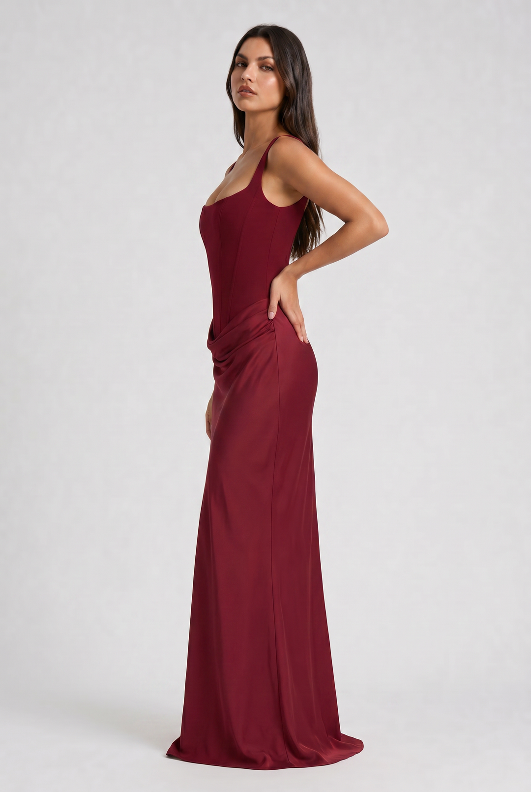 Léonie | Robe Longue Drapée Élégante