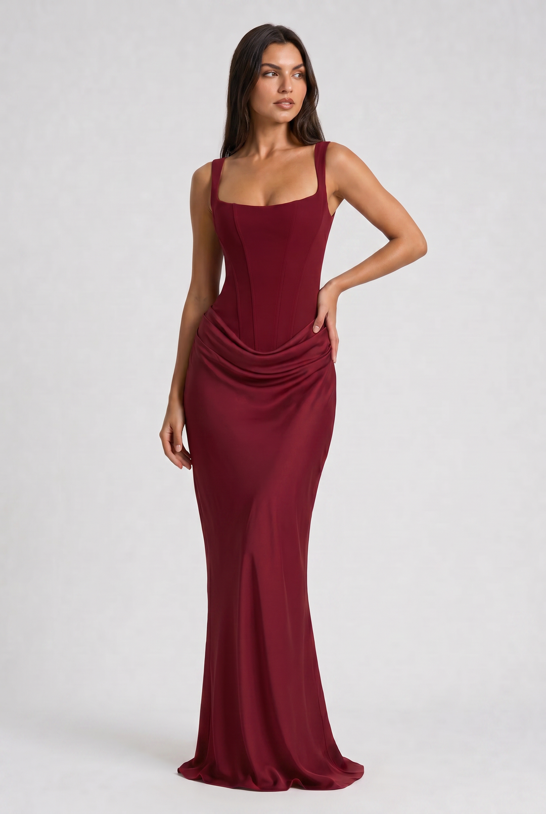 Léonie | Robe Longue Drapée Élégante