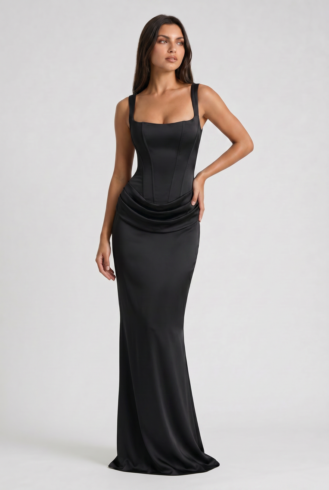 Léonie | Robe Longue Drapée Élégante