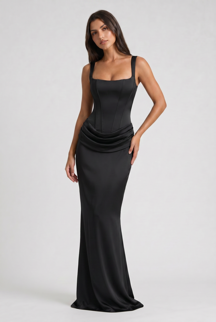 Léonie | Robe Longue Drapée Élégante