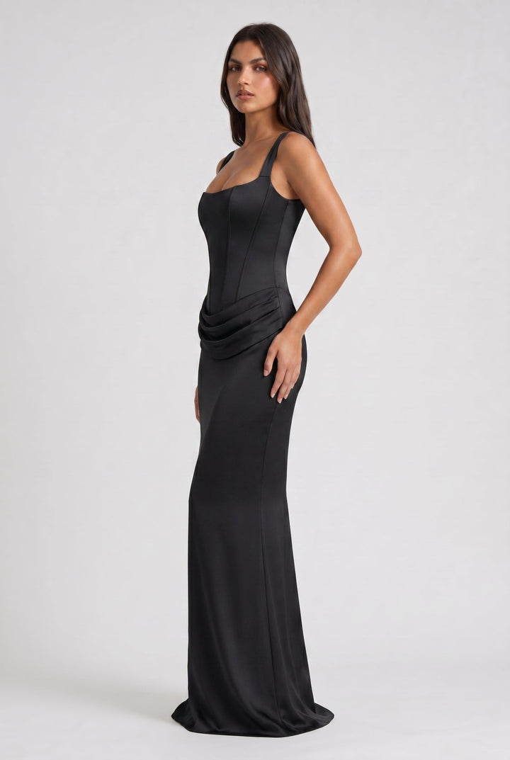 Léonie | Robe Longue Drapée Élégante