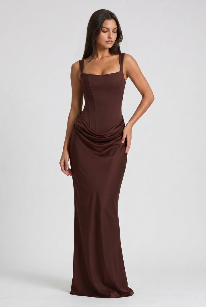 Léonie | Robe Longue Drapée Élégante