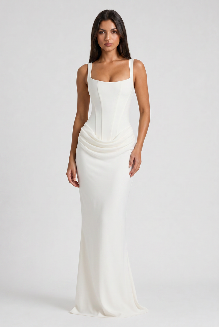 Léonie | Robe Longue Drapée Élégante