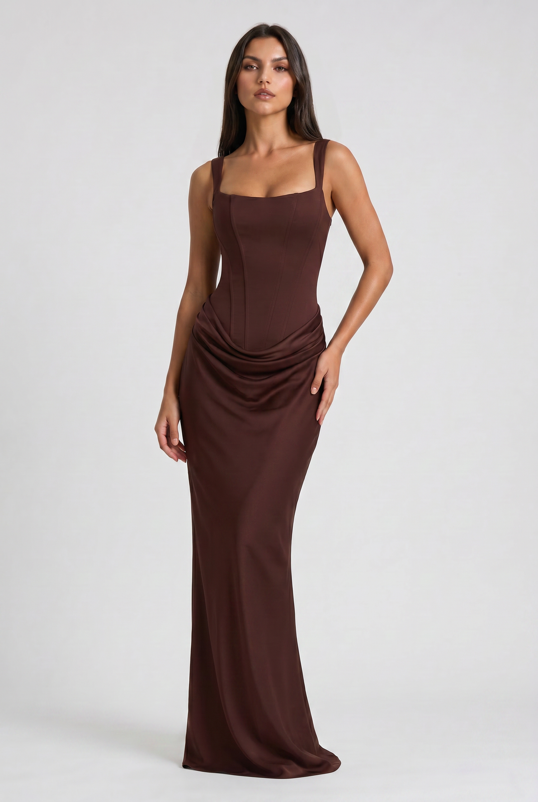 Léonie | Robe Longue Drapée Élégante