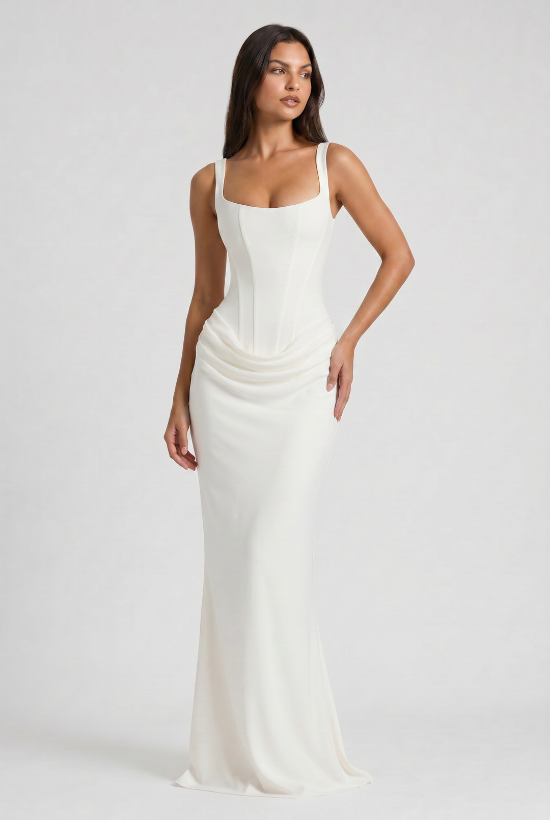 Léonie | Robe Longue Drapée Élégante