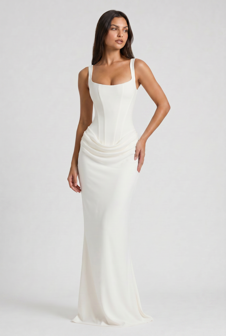 Léonie | Robe Longue Drapée Élégante